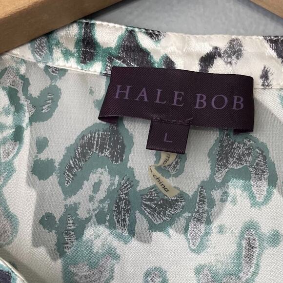 Hale Bob Size Large Burnout Satin Sheer Silk Leopard Print Bead Top Mobwife Glam - Picture 6 of 12
